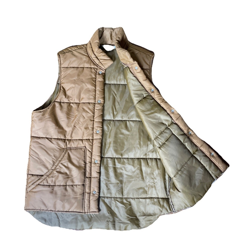 Darwin‎ Vtg Men's M Lightweight Quilted Walker Vest Brown Snaps Pockets RN27326